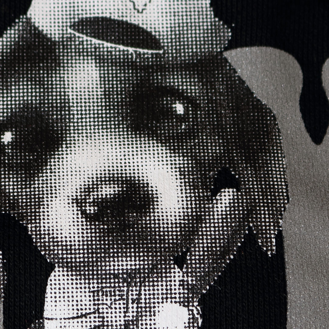 正面局部網版網點印花