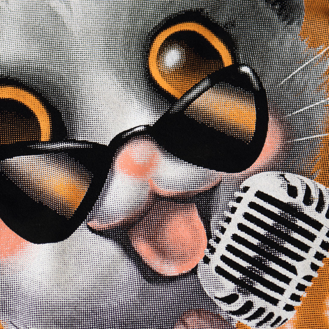 正面局部網版網點印花