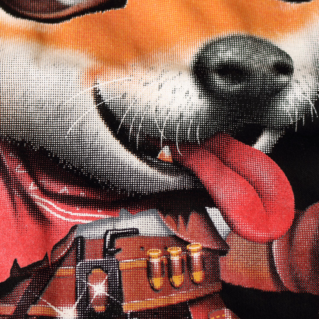 正面局部網版網點印花